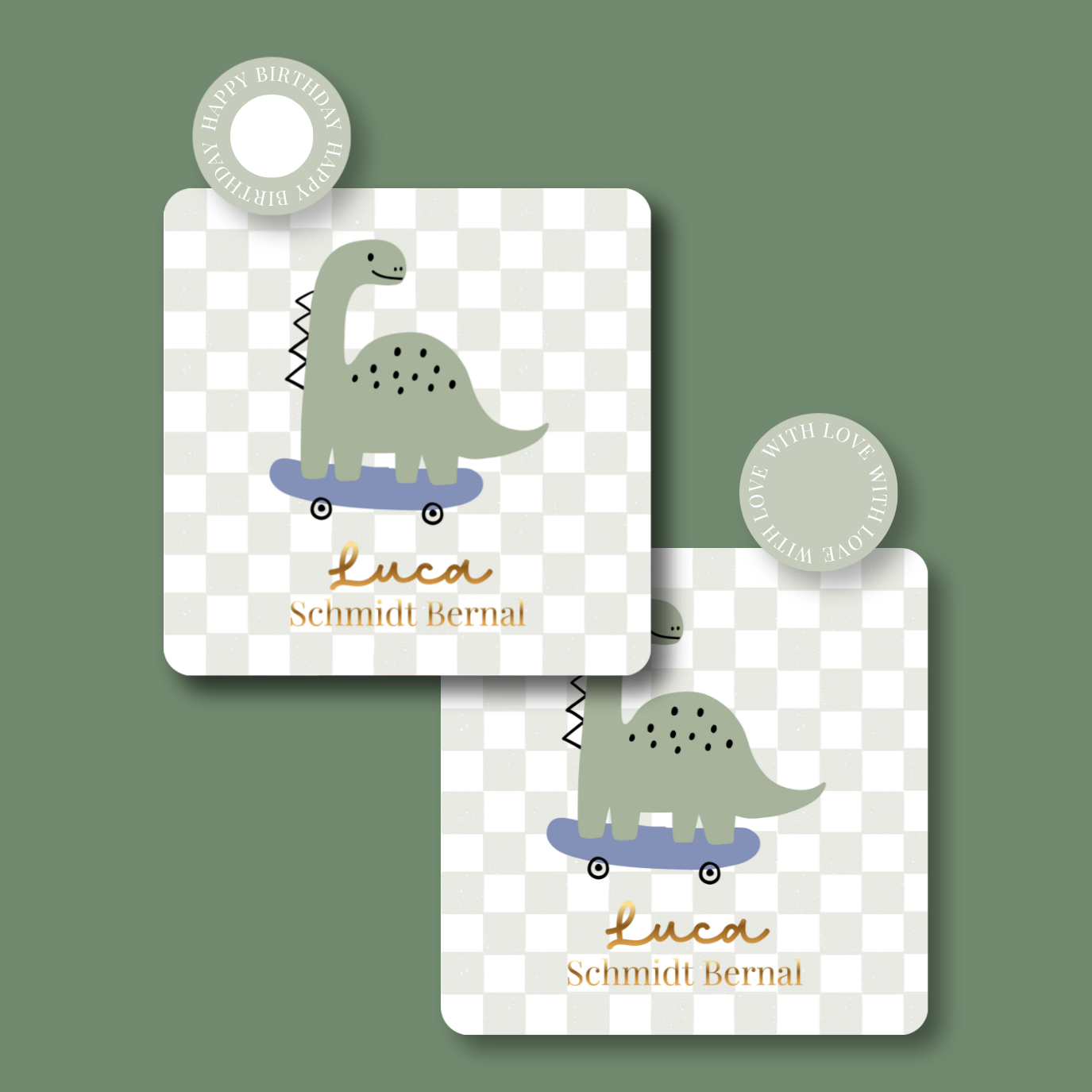 Tarjeta Dino en Patineta
